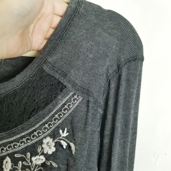 Panhandle Embroidered Long Accent sleeve tee lace pearl‎ snap buttons size XL - Picture 8 of 13